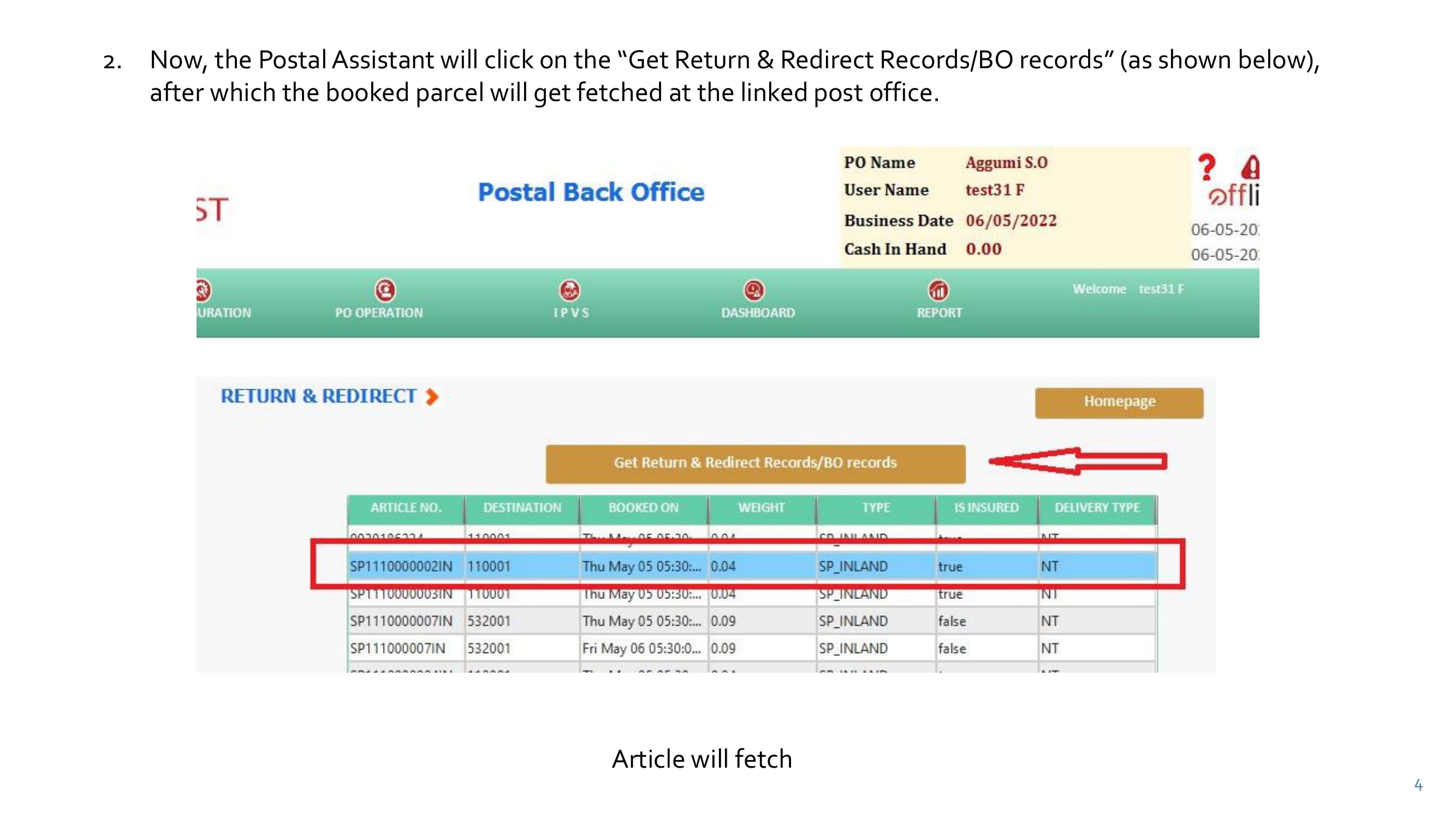 Procedure for Post Office for CSC Parcel Booking